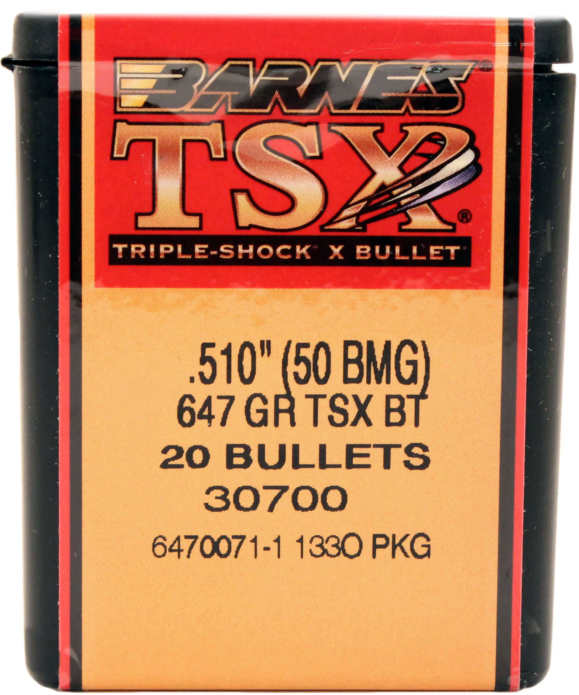 Barnes Bullets Triple Shock X 50 BMG .510" 647 Grains Boat Tail (Per 20) 51062