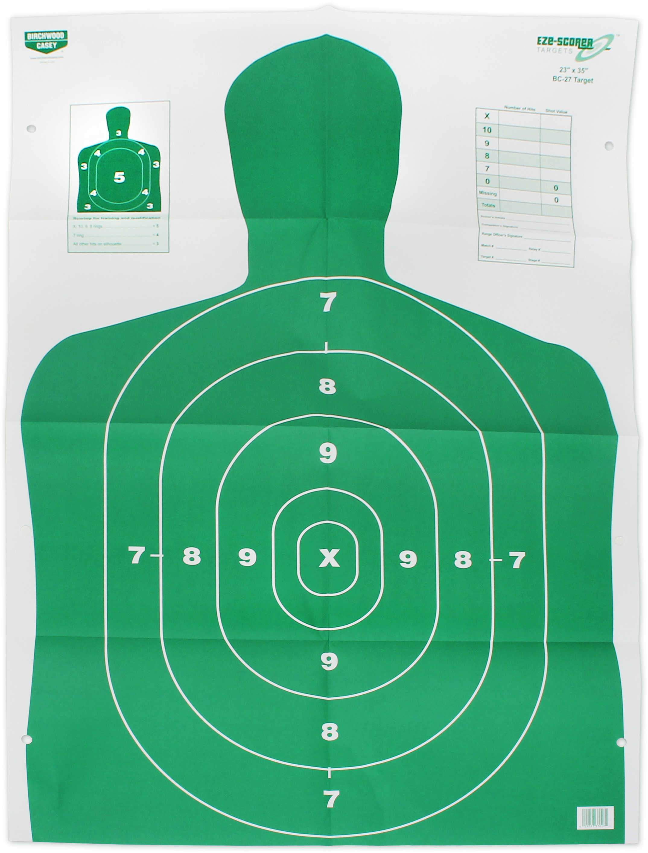 Birchwood Casey Eze-Scorer Target BC-27 23x35 100 Targets Green 37017