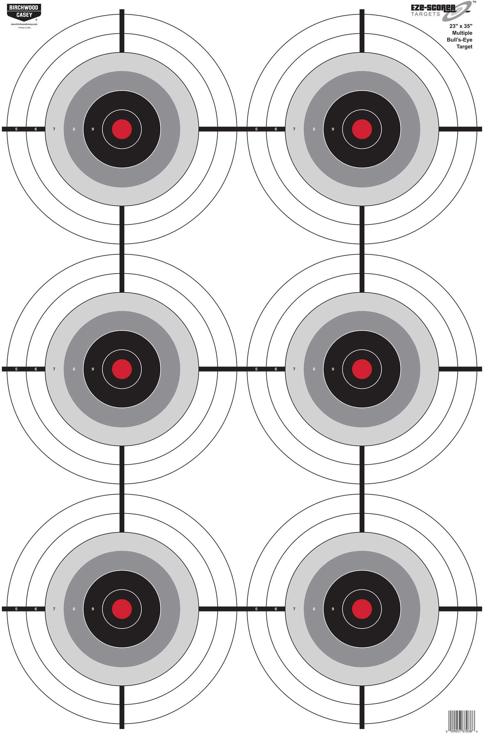 Birchwood Casey Eze-Scorer Multi-Bull's-Eye 23" x 35" Per 100 Md: 37038