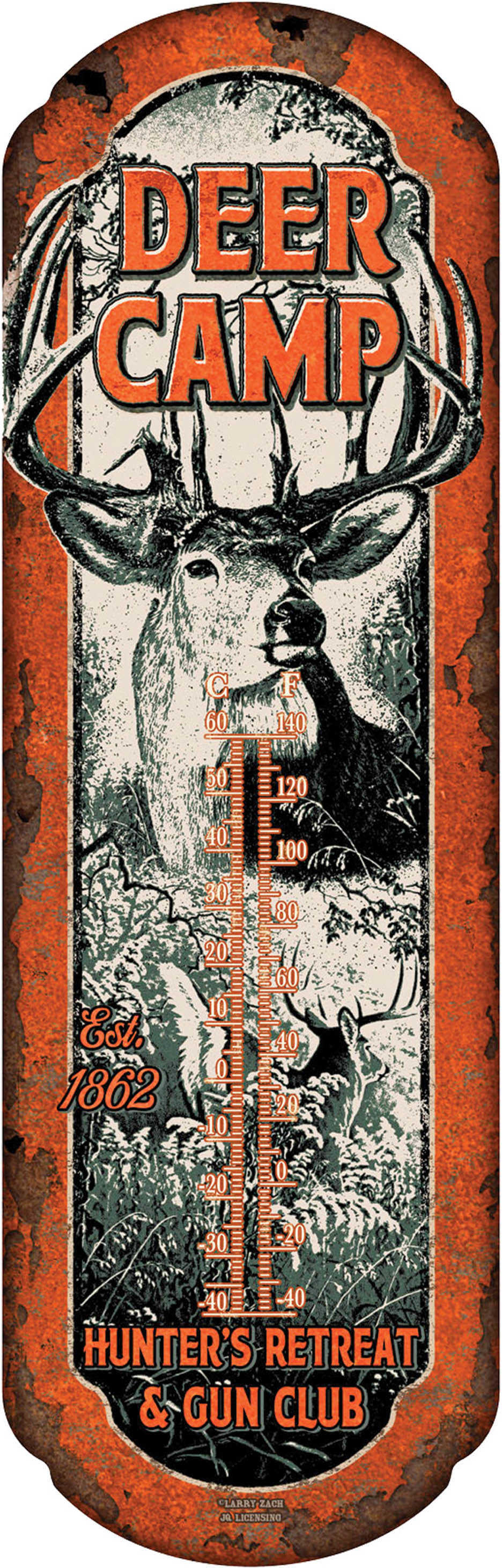 Rivers Edge Products Tin Thermometer Deer Camp Md: 1294
