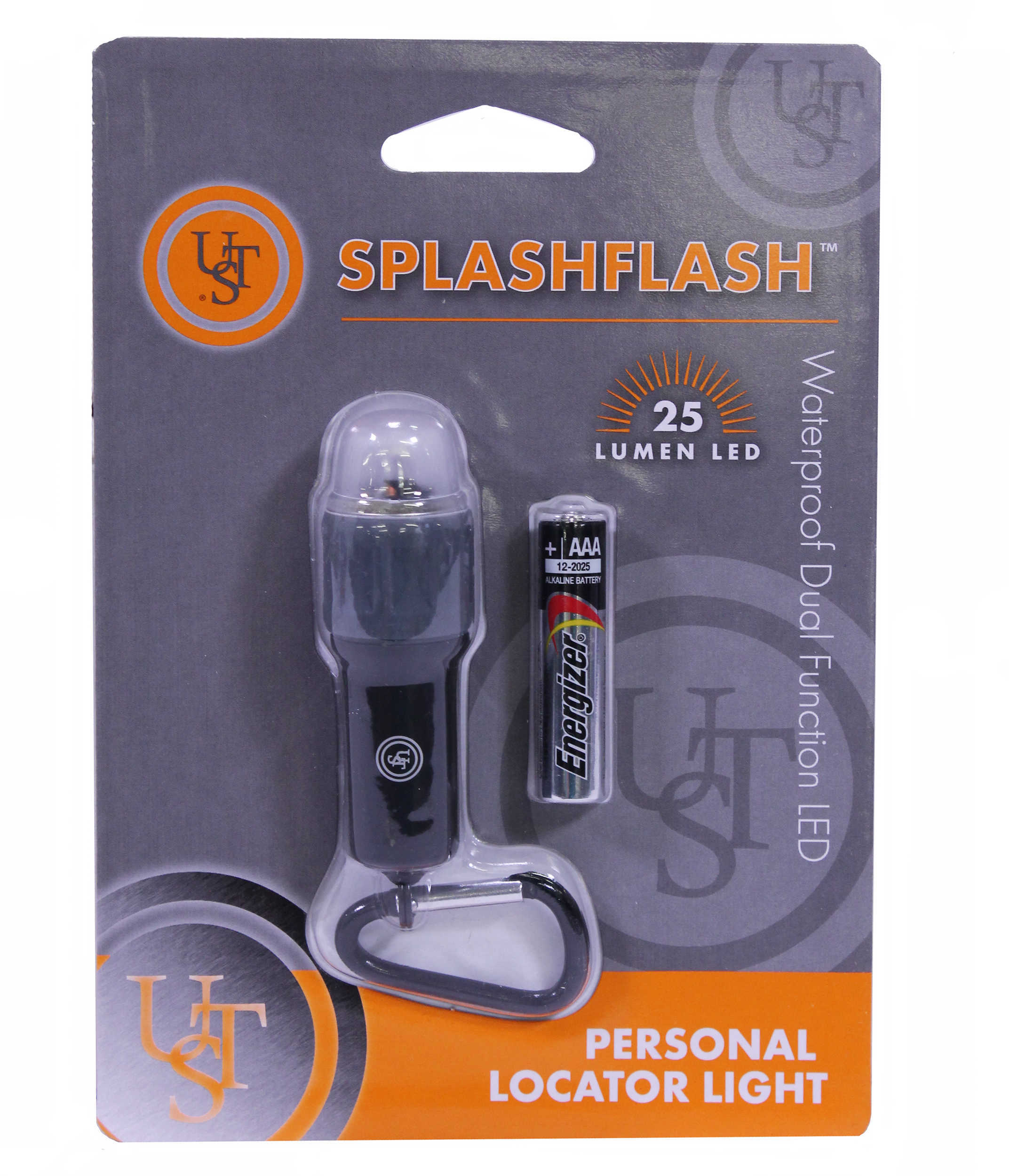 UST - Ultimate Survival Technologies SplashFlash Flashlight LED 25 Lumens Carabiner Keychain Black 20-17001-01