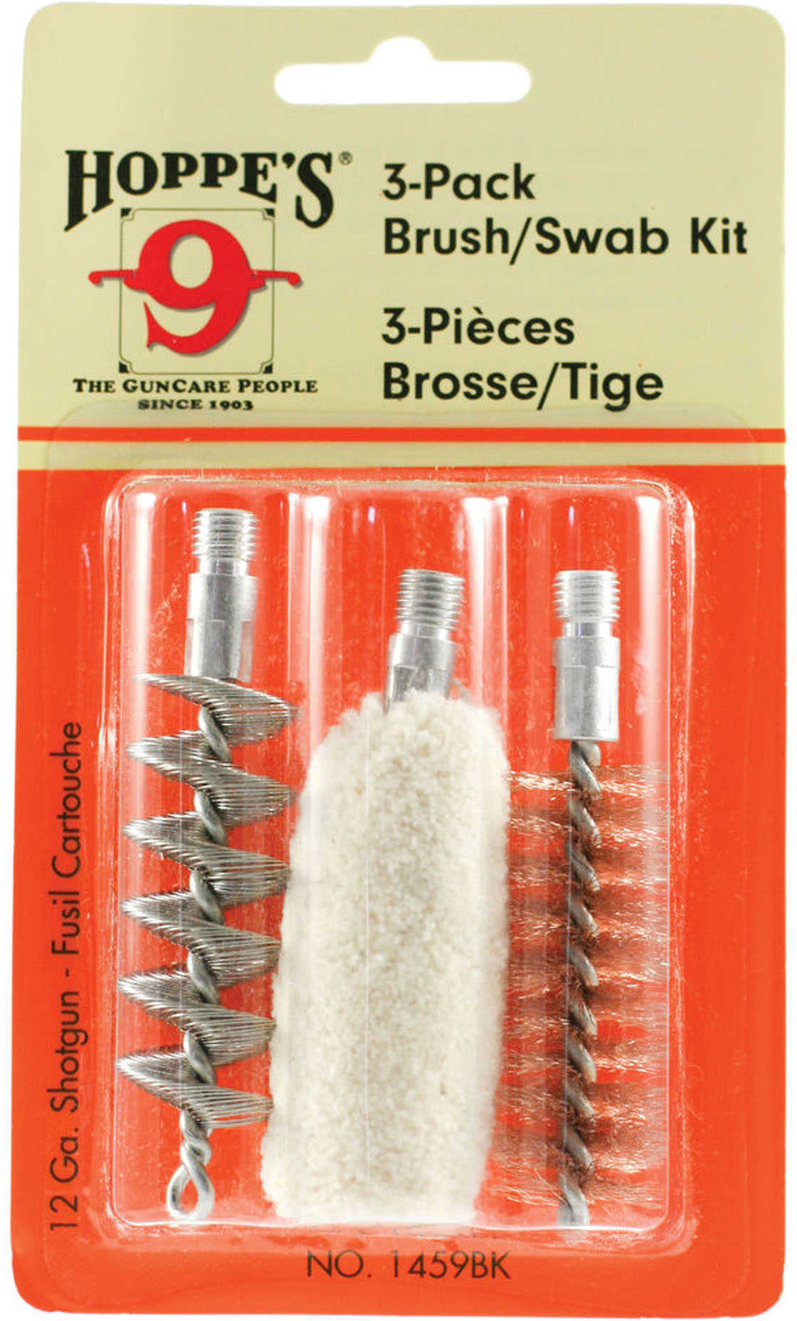 Hoppes 3 Pack 12 Gauge Brush & Swab Set Md: 1459BK