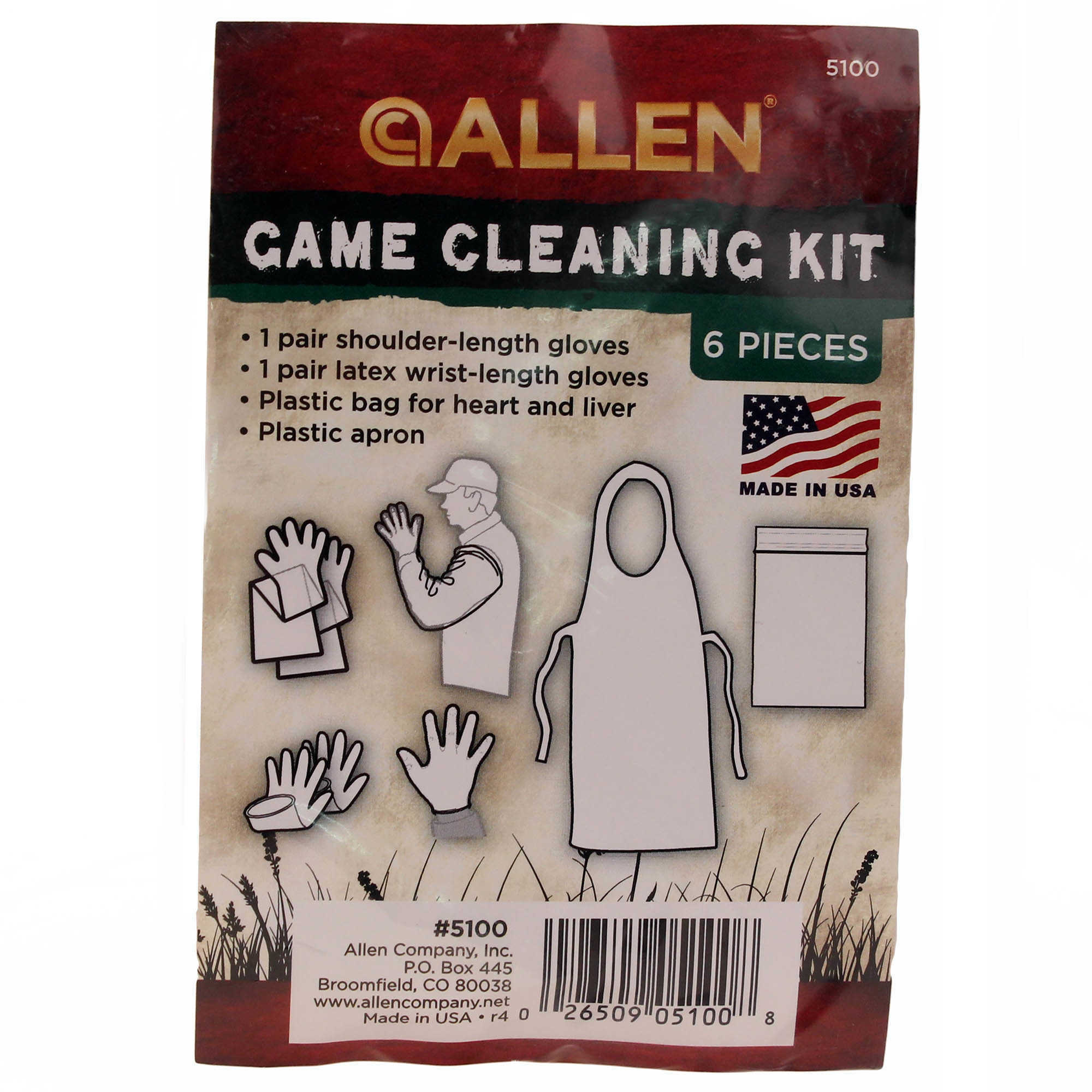 Allen Cases Game Cleaning Kit with Shoulder Length Gloves/Apron & Wrist Md: 5100