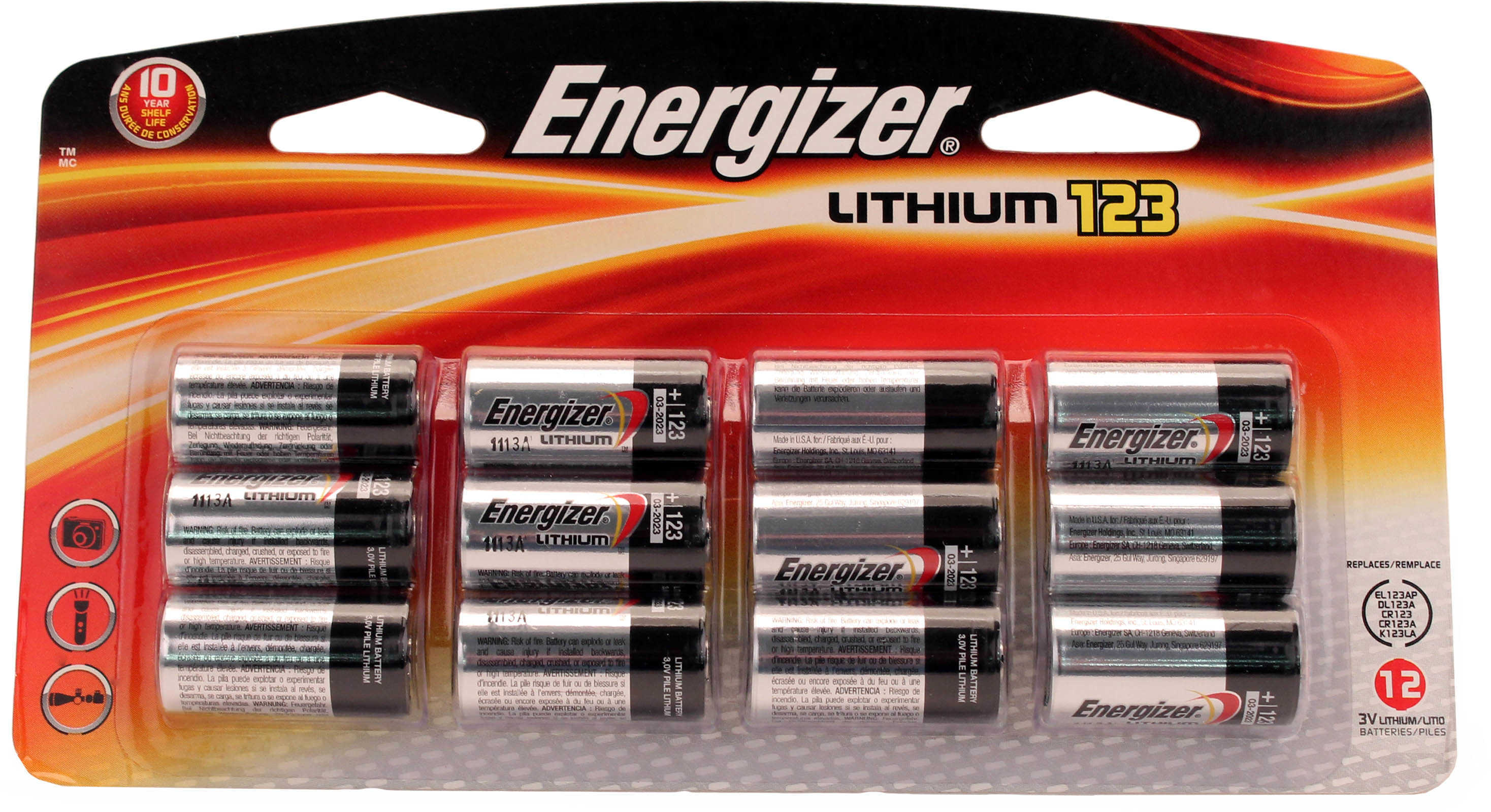 Energizer 123 Lithium Batteries 12-Pack EL123BP-12