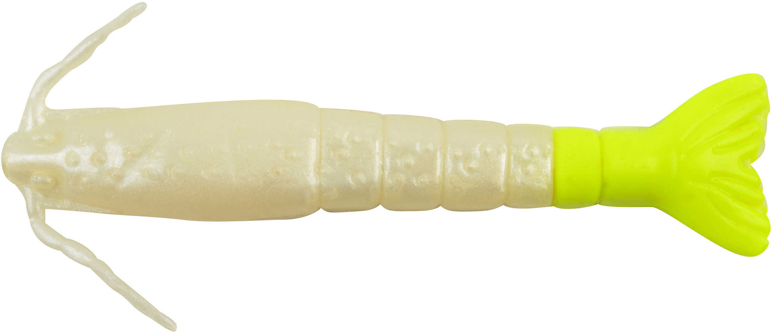 Berkley Gulp! Shrimp, 3" Pearl White/Chartreuse 1240006