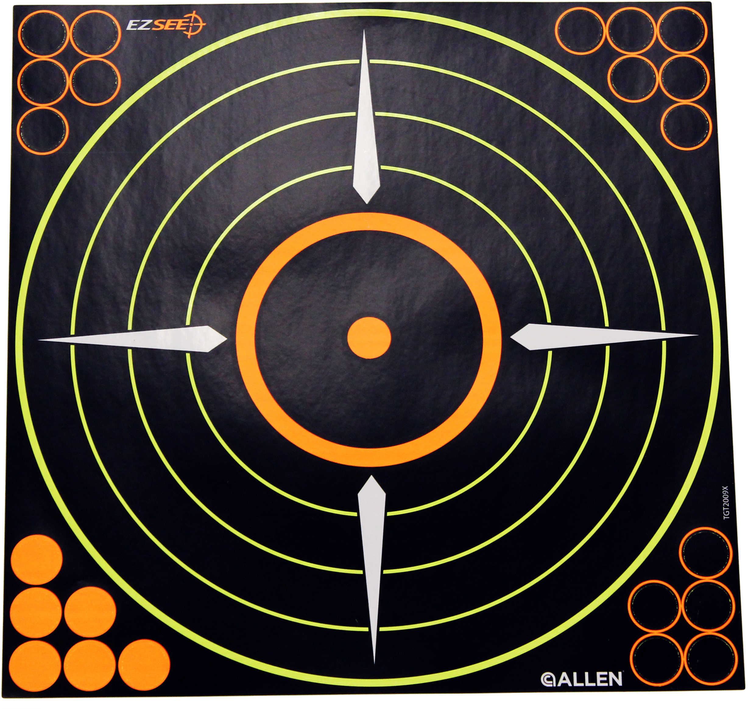 Allen Cases EZ SEE Adhesive Bullseye Target 17"x17" Paper 5 Pack Md: 15225