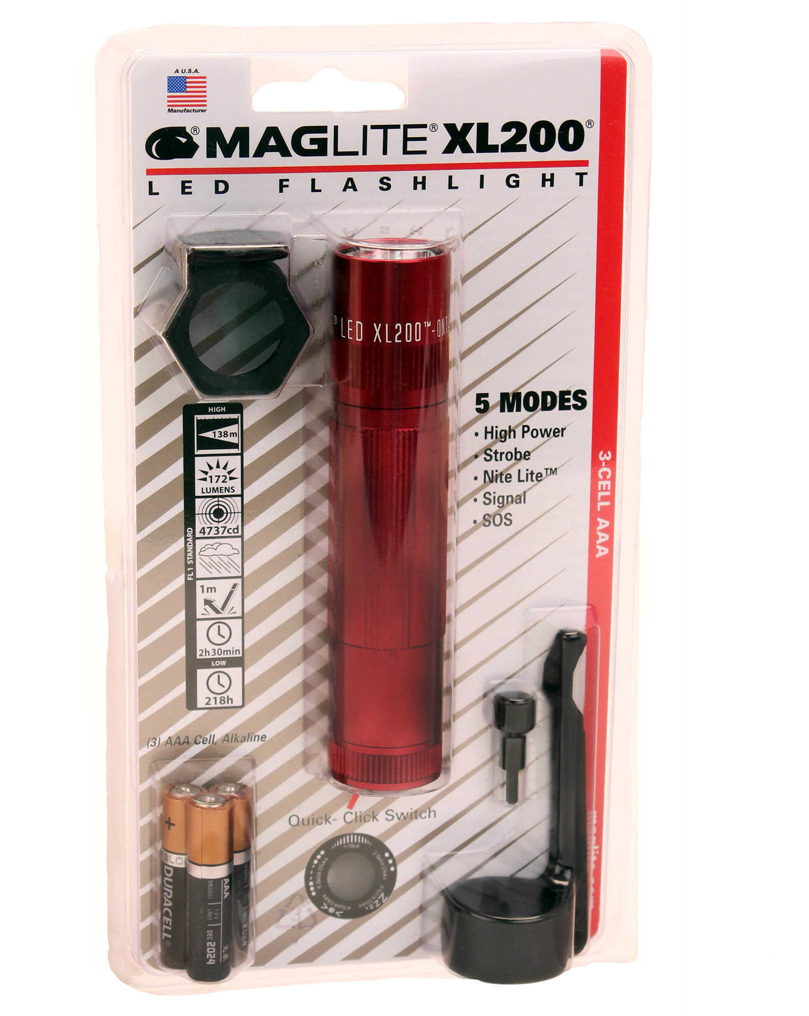 Maglite Xl200 3 Cell AAA Led, Blister Pack Tactical Red Md: Xl200-S303C