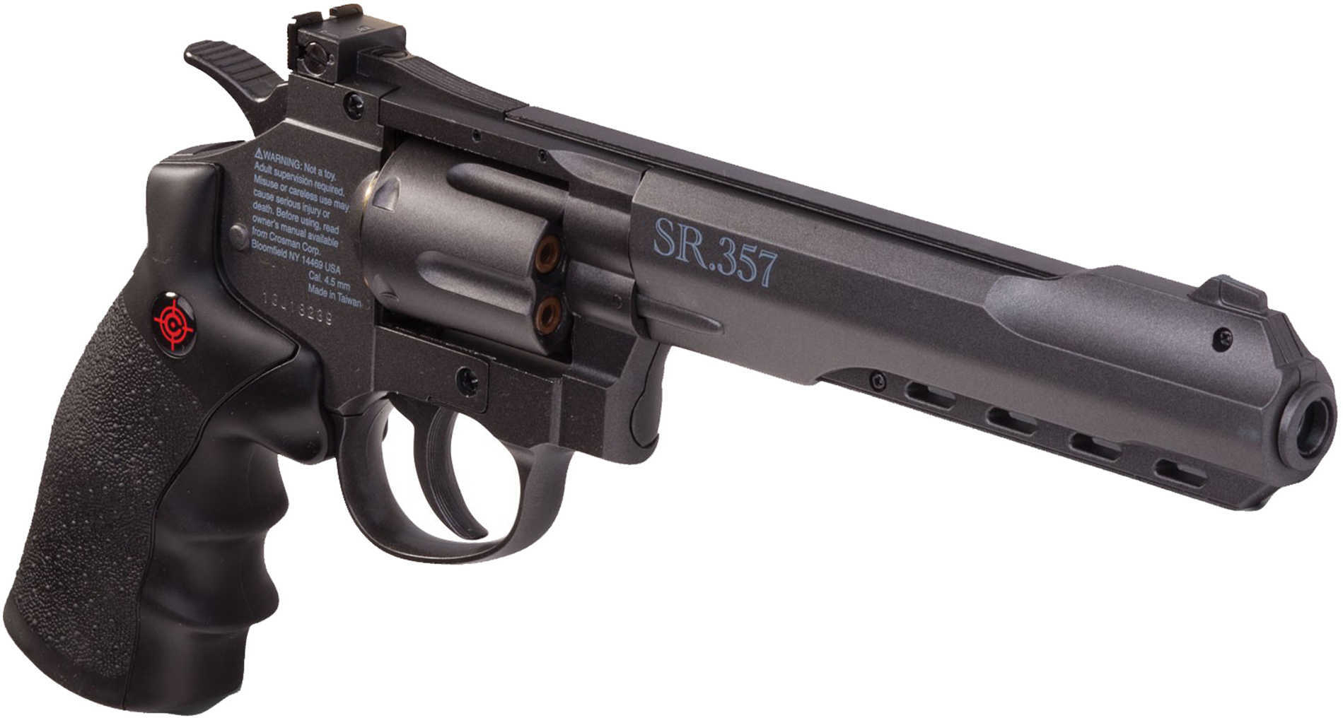 Crosman SR 357 Revolver .177 Caliber CO2 4.5mm 6 Round Black Metal Md: CRVL357B