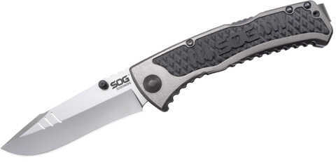SOG Knives SideSwipe 3.40" Blade Length. Straight Edge, Clip Popnt, Gray, Clam Package Md: SW1011-CP