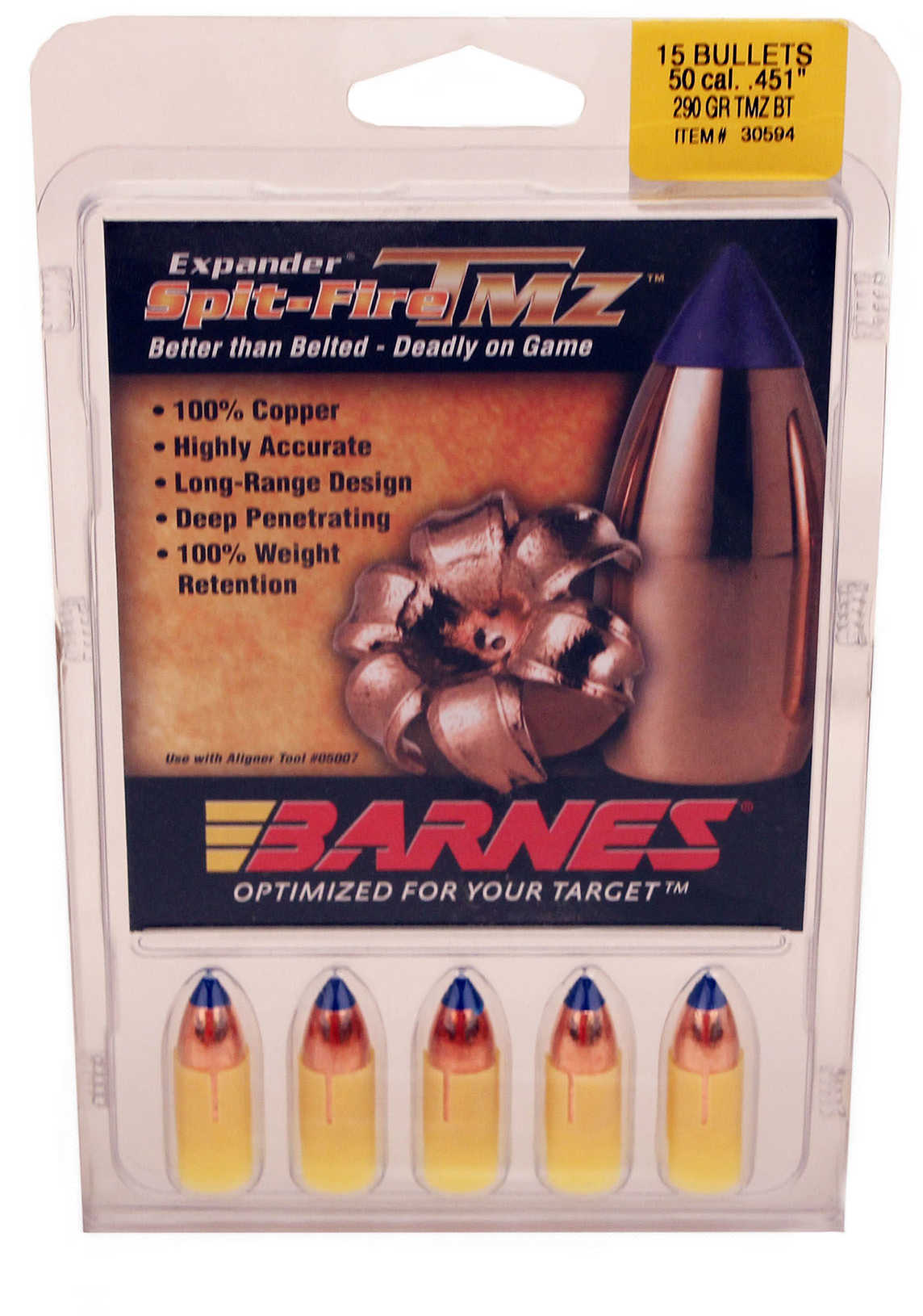 Barnes 50 Caliber 290 Grains TMZ 15Pk 30594