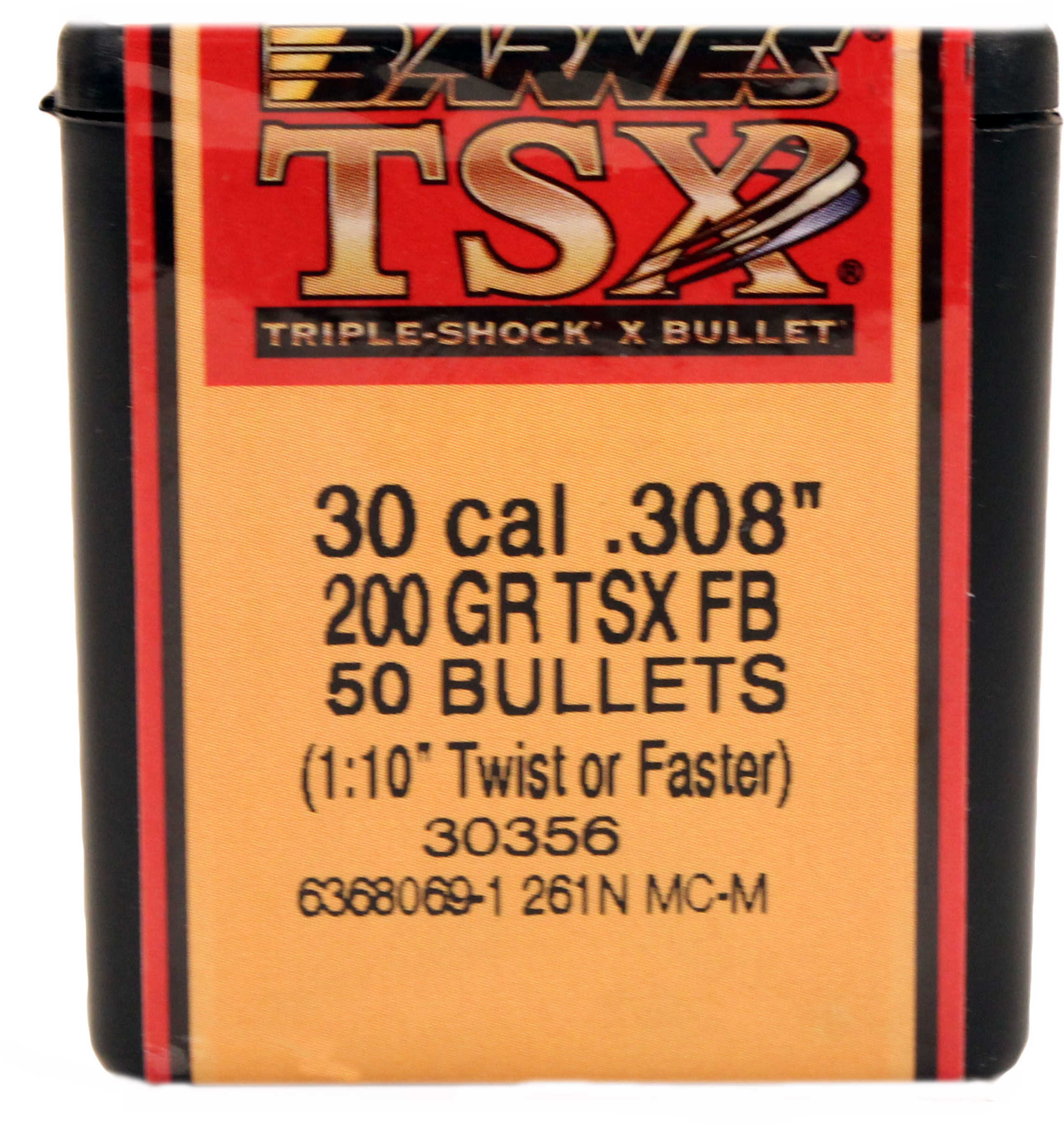 Barnes Bullets 30 Caliber 200 Grain Triple Shok X Flat Base (Per 50) 30356