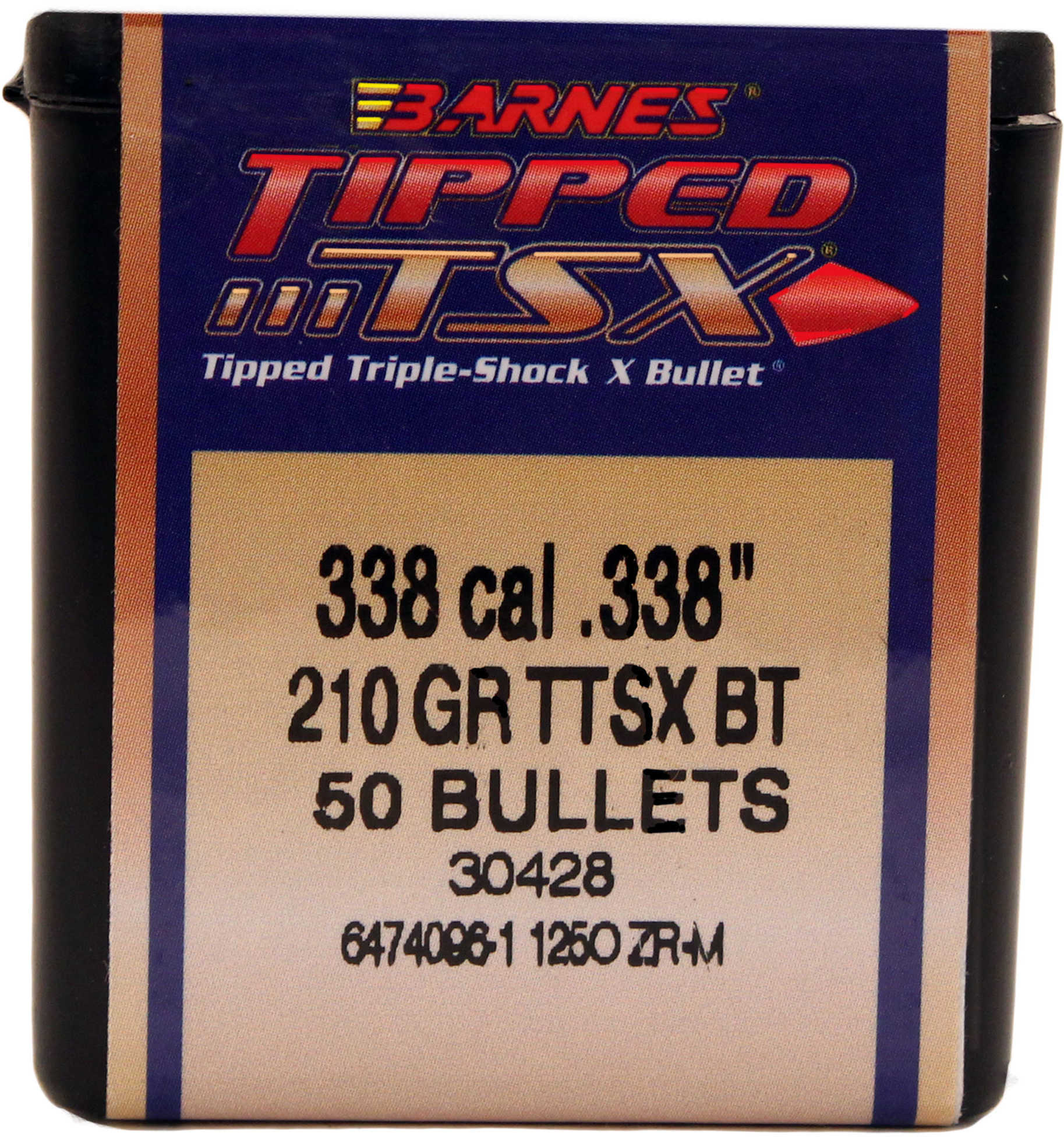 Barnes Bullets 338 Caliber .338" 210 Grain Tipped Triple Shok X Boattail (Per 50) 33876