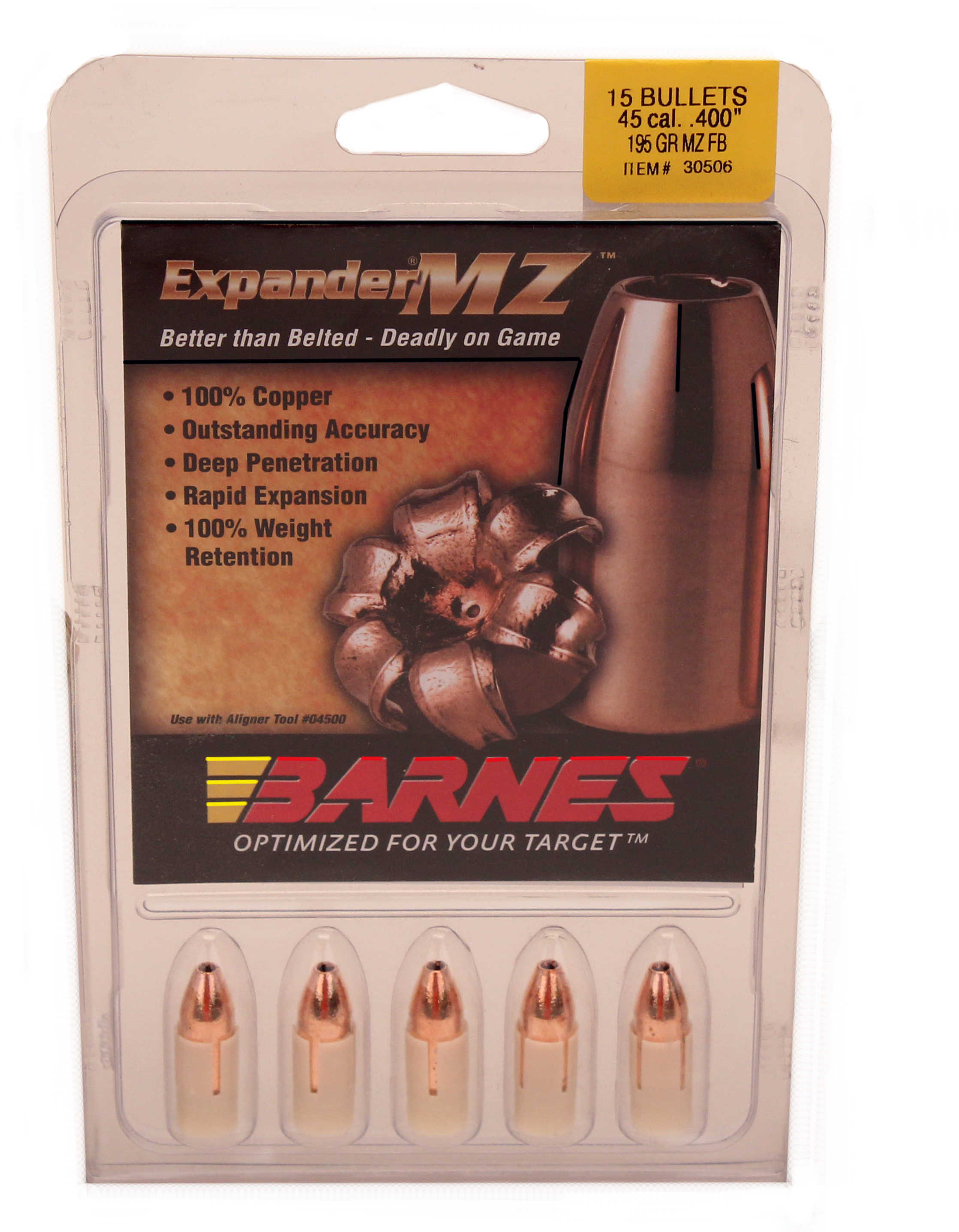 Barnes Bullets 45 Caliber Expander MZ 195 Grain Muzzleloader w/ Sabots (Per 15) 40016