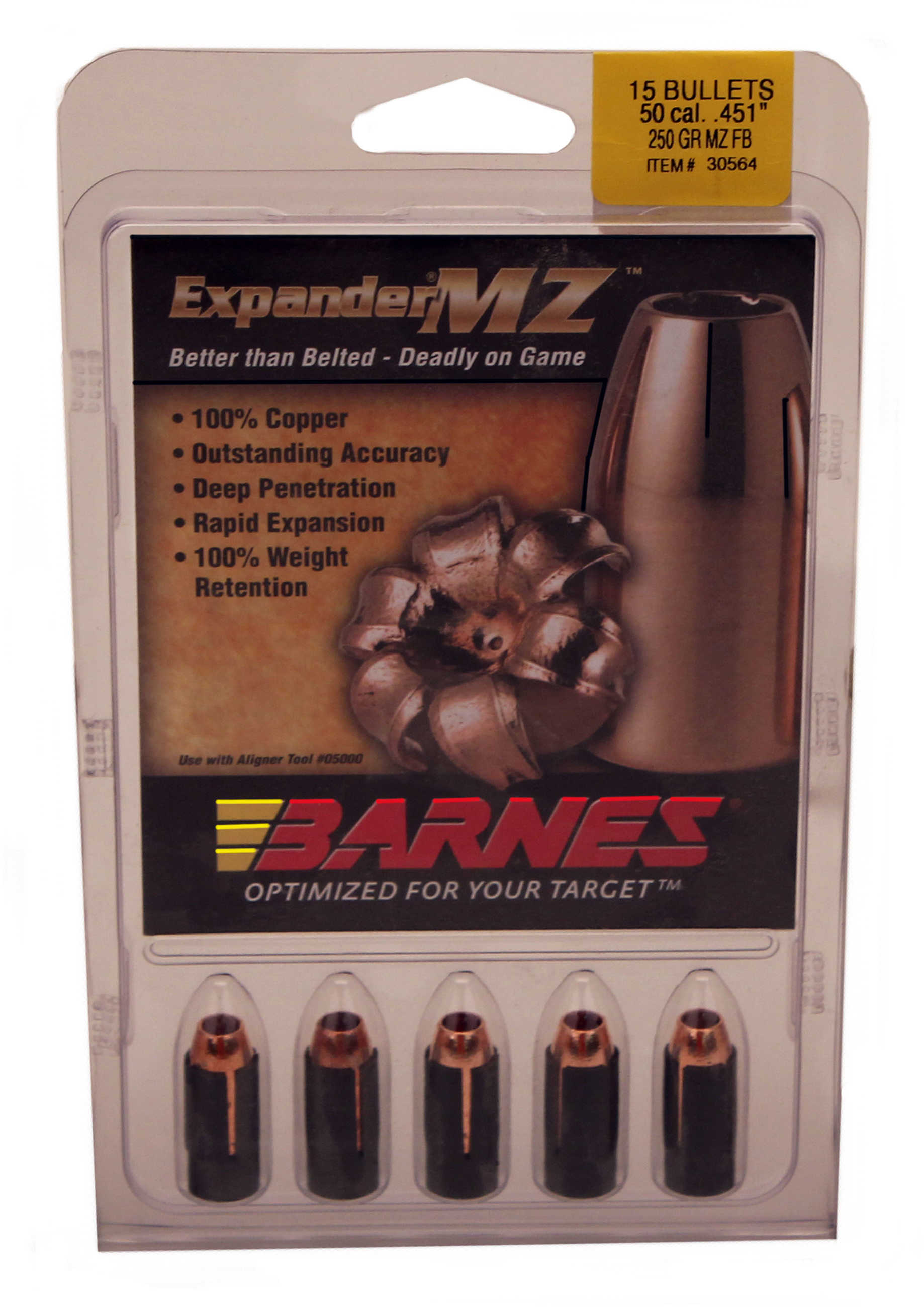 Barnes .50 Caliber Bullets 15 Projectiles Expander MZ FB SCHP 250 Grains