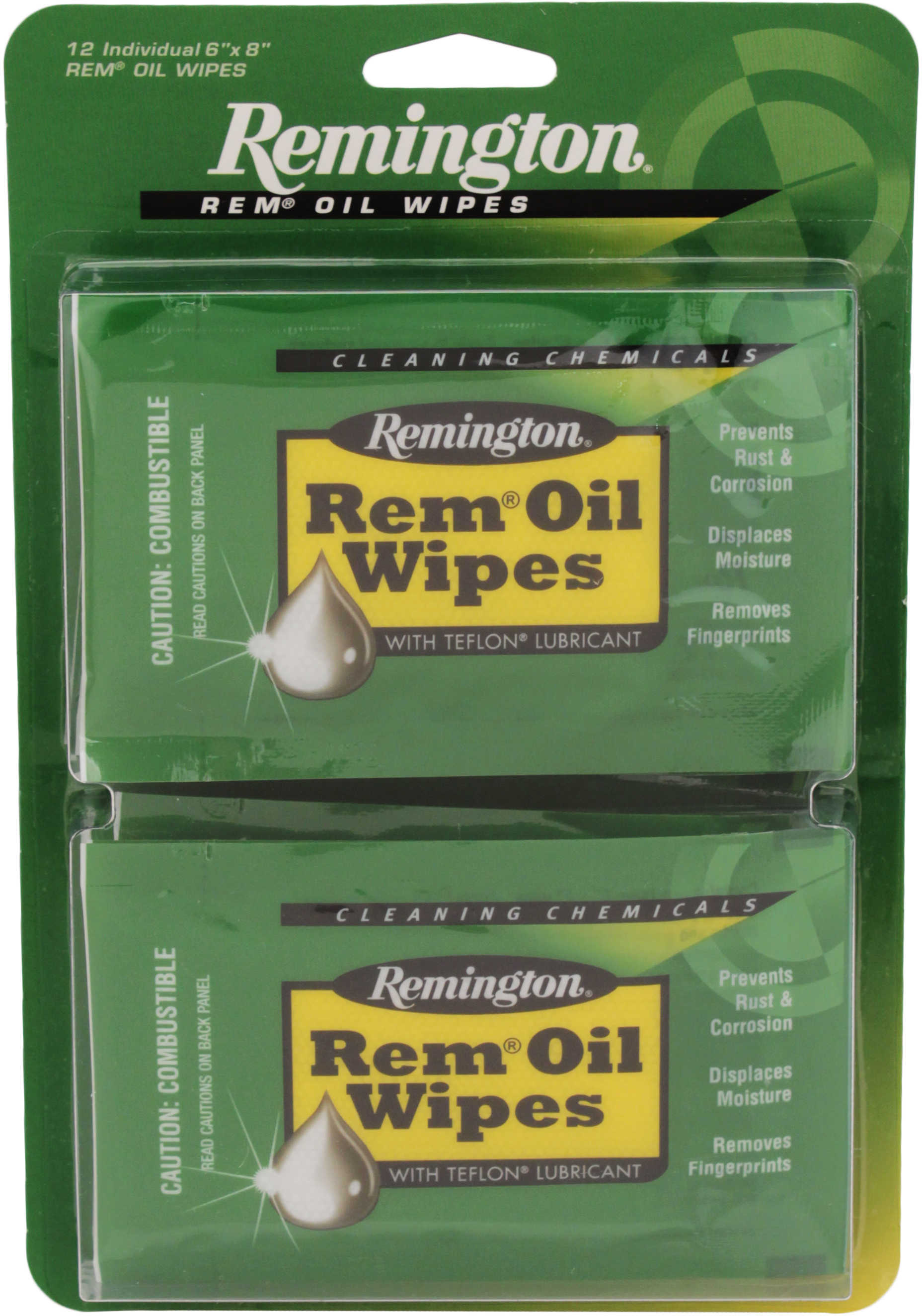 Remington Oil Wipes 6"X8" 12Pk Clampack 18411