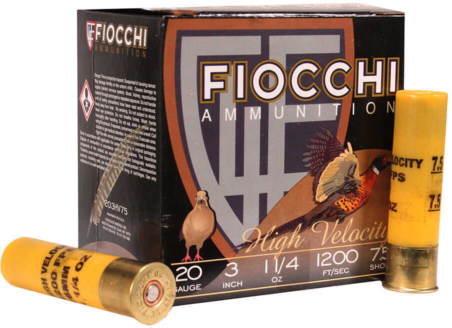 20 Gauge 25 Rounds Ammunition Fiocchi Ammo 3" 1 1/4 oz Lead #7 1/2