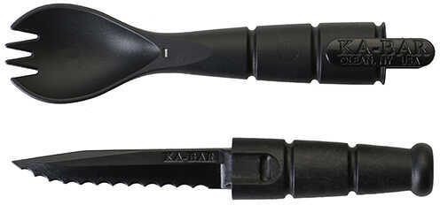 KABAR Tactical Spork Knife/Fork/Spoon Combo 6.875" Overall 2.5" Blade Black Finish 9909