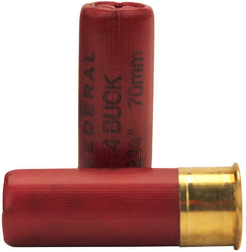 12 Gauge 5 Rounds Ammunition Federal Cartridge 2 3/4" 27 Pellets Lead #4 Buck