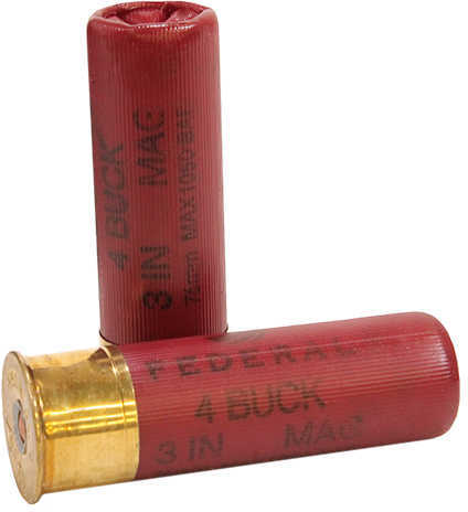 12 Gauge 5 Rounds Ammunition Federal Cartridge 3" 41 Pellets Lead #4 Buck