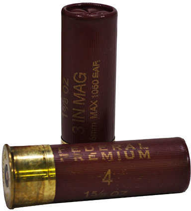 12 Gauge 25 Rounds Ammunition Federal Cartridge 3" 1 5/8 oz Lead #4