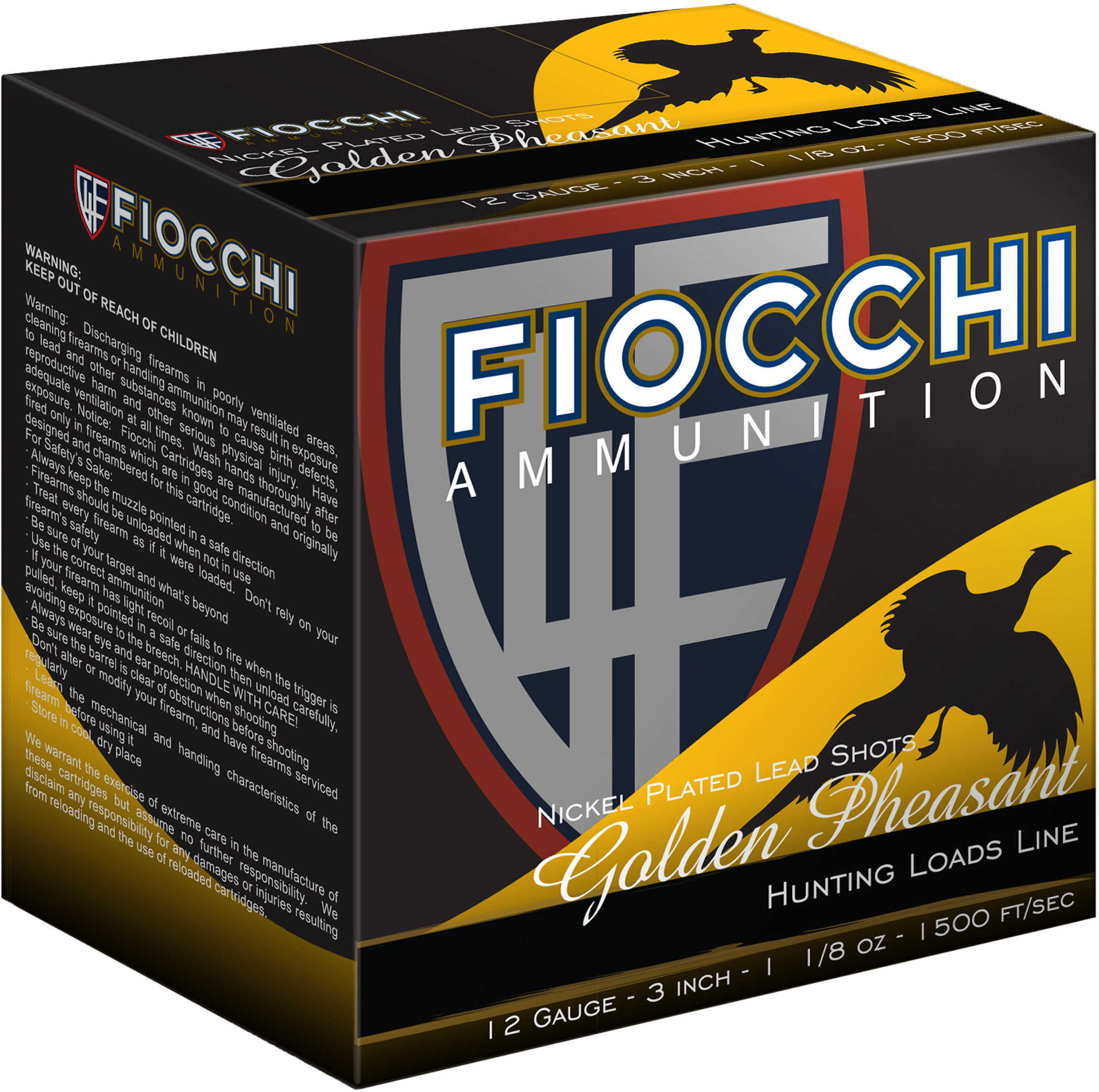 12 Gauge 25 Rounds Ammunition Fiocchi Ammo 3" 1 3/4 oz Nickel-Plated Lead #5