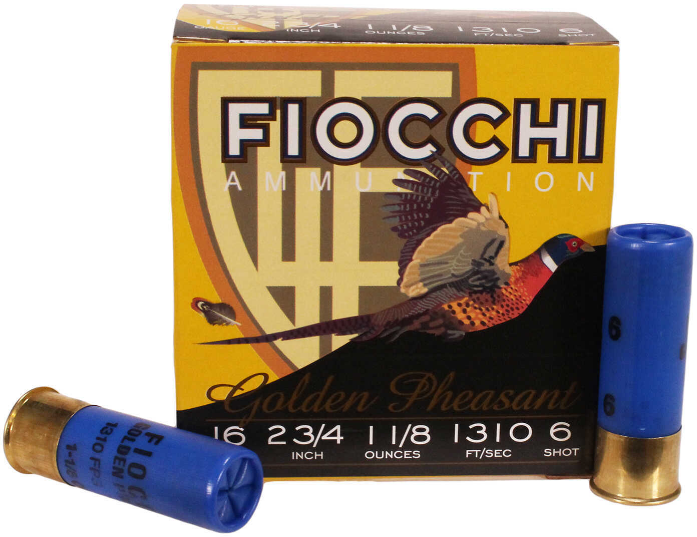 16 Gauge 25 Rounds Ammunition Fiocchi Ammo 2 3/4" 1 1/8 oz Nickel-Plated Lead #6