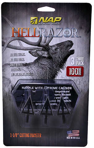 New Archery Products Fixed Broadhead Hellrazor 3 Blades 100 Grains 1/8" Cutting Diameter Per Md: 60-410