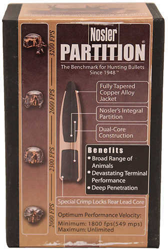 Nosler 338 Caliber 250 Grains SP Partition Bullets .338" 50/Box 35644