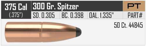 Nosler 375 Caliber 300 Grains SP Partition Bullets 50/Box 44845
