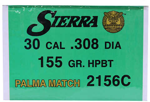 Sierra 30 Caliber 155 Grains Hollow Point Boattail Match Palma (Per 500) 2156C