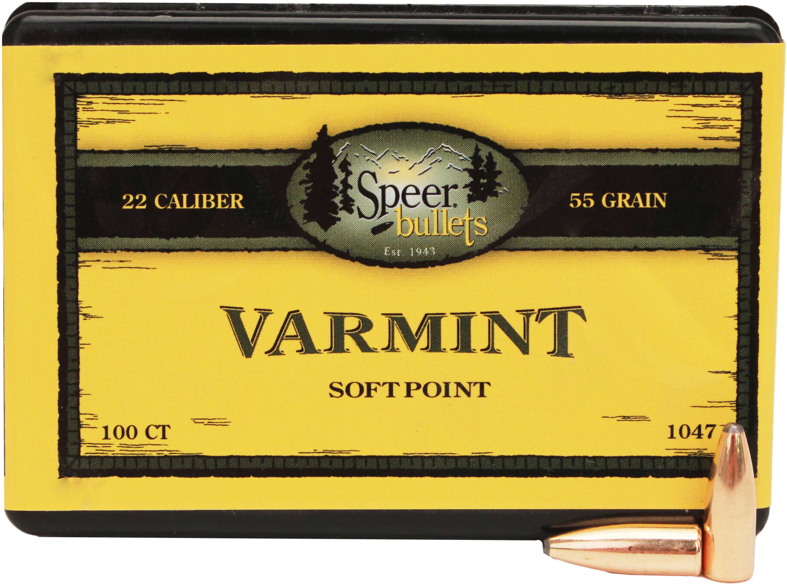 Speer 22 Caliber (.224) 55 Grains Spitzer SP (Per 100) 1047