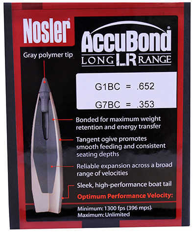 Nosler Accubond LR 7mm 168 Grains Spitzer Bulets 100 Per Box 58623