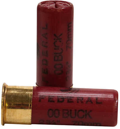 12 Gauge 5 Rounds Ammunition Federal Cartridge 2 3/4" 9 Pellets Lead #00 Buck