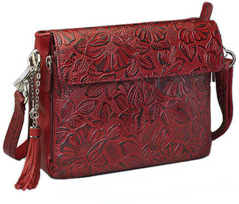 Gun Toten Mamas Tooled Cowhide Handbag Black Cherry Md: Gtm-22/chy-img-0