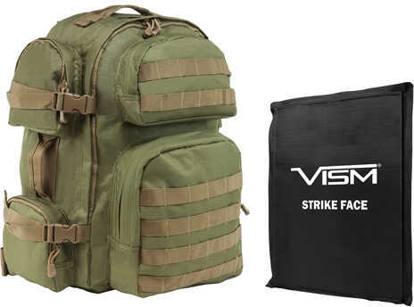 NcStar Tactical Backpack with 10"x12" Square Panels Green Tan Trim Md: BSCBGT2911-A
