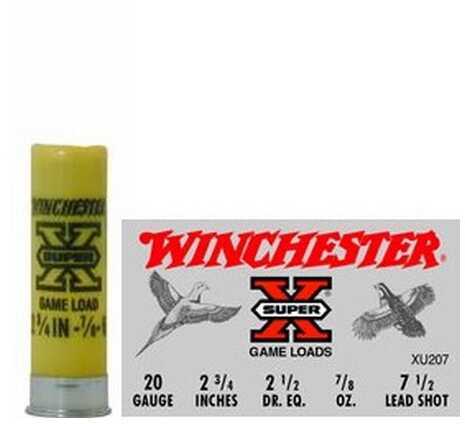 20 Gauge 25 Rounds Ammunition Winchester 2 3/4" 7/8 oz Lead #7 1/2