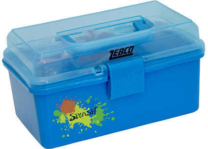 Zebco / Quantum Kids Splash Tackle Box Blue Transparent Lid 57 Pc Assortment Md: SPLASHTBXHT6