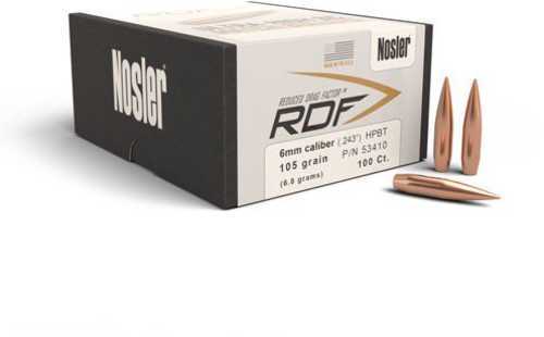Nosler RDF 6mm 105 Grain Jacketed Hollow Point bullets 100 Per Pack Md: 53410