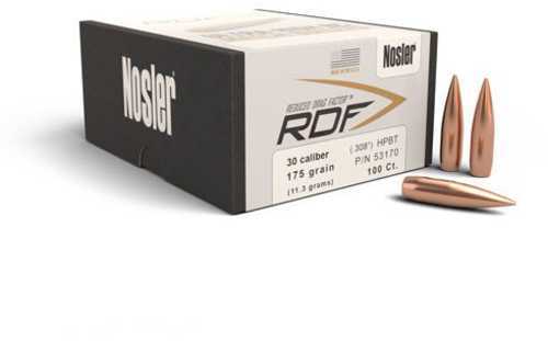 Nosler RDF .30 Caliber 175 Grain Jacketed Hollow Point Bullets 100 Per Box Md: 53170