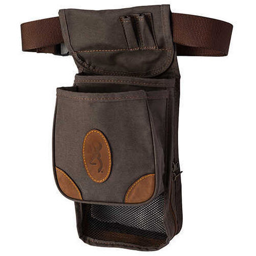 Browning Lona Canvas/Leather Large Deluxe Shell Pouch, Flint/Brown Md: 121388693