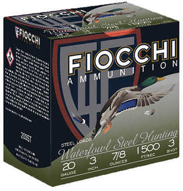 20 Gauge 25 Rounds Ammunition Fiocchi Ammo 3" 7/8 oz Steel #3