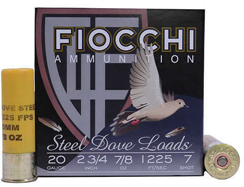 20 Gauge 25 Rounds Ammunition Fiocchi Ammo 2 3/4" 7/8 oz Steel #7