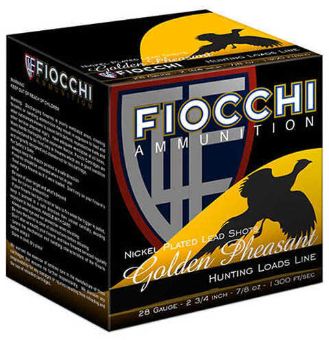 Fiocchi 28 Gauge Golden Pheasant, 3", 1 1/16 oz, 7.5 Shot, Per 25 Md: 283GP75
