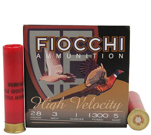 28 Gauge 25 Rounds Ammunition Fiocchi Ammo 3" 1 oz Lead #5