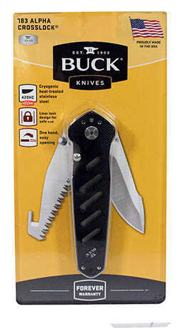 Buck Knives Alpha Crosslock Folding Knife, Black, Clam Package Md: 0183BKS1C