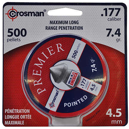 Crosman .177 Caliber 7.4 Grains Pointed Pellet, Per 500 Md: 7-P577