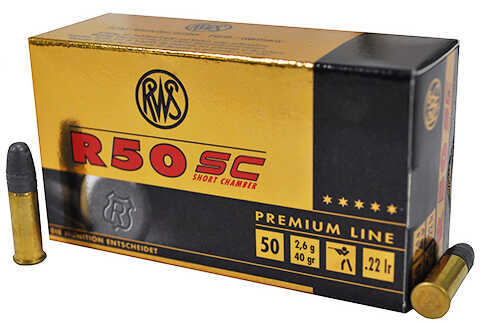 RWS .22 Long Rifle R50 SC (Short Chamber), 40 Grains, Lead Round Nose, 50 Per Box Md: 2318602