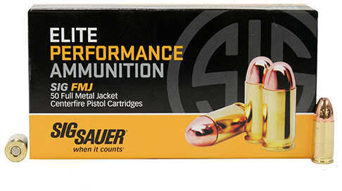 9mm Luger 50 Rounds Ammunition Sig Sauer 147 Grain Full Metal Jacket