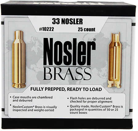 Custom Reloading Brass 33 Nosler, Per 25 Md: 10222