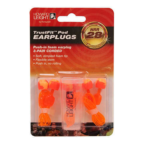 Leight TrustFit Pod Corded Push In Foam Earplug 3 pk w Case